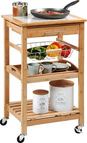 Wózek kuchenny z wyjmowaną tacą i koszem na warzywa, bambus, Kesper