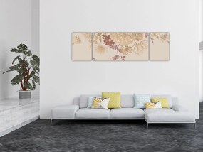 Obraz - Vintage kwiaty i motyle (170x50 cm)