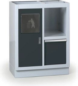 Szafka warsztatowa z koszem na śmieci do blatu G2, 680 x 455 x 910 mm, grafitowy