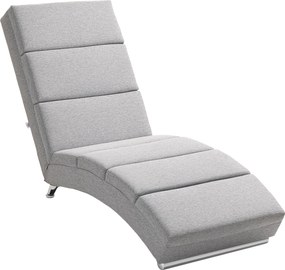 HOMCOM Fotel Relaksacyjny z Oparciem, Pikowany, z Nogami Stalowymi i Gęstym Wyściółkowaniem, do Salonu, Sypialni, Jasnoszary