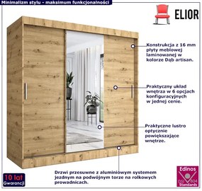 Szafa przesuwna dąb artisan 200 cm - Massi 6X