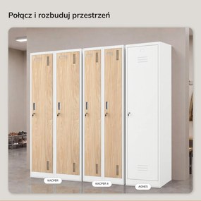 Szafka pracownicza dwukomorowa biała / dąb sonoma: Eco Design KACPER II, 600 x 1800 x 500 mm 