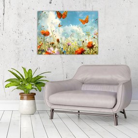 Obraz - Motyle na letniej łące (70x50 cm)