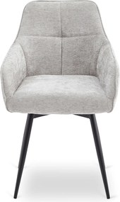 Krzesło Tapicerowane Obrotowe do Salonu LARISA Szare Nowoczesne