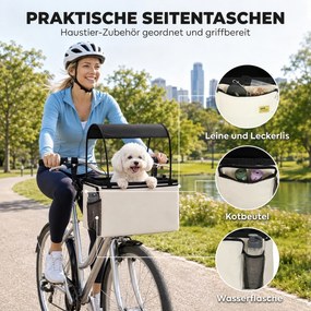 PawHut Kosz rowerowy dla psa przód 2-in-1 przenośny kosz rowerowy dla psa z daszkiem smycz bezpieczeństwa pasek na ramię boczne kieszenie 5 kg | Aosom PL