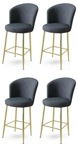 Zestaw krzeseł barowych Fora Anthracite and Gold,4 szt., 4 szt.