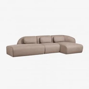Sofa Modułowy Z Szezlongiem Po Prawej Stronie, 3-częściowy Z Lewym Szezlongiem, Tapicerowany Tkaniną Chenille Coquette Szenila Brąz Pszeniczny - Sklum