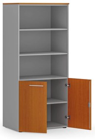 Szafa biurowa z drzwiami niskimi PRIMO GRAY, 800 x 500 x 1781 mm, szary/czereśnia