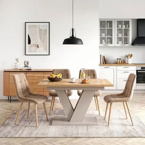 Stół Prostokątny Rozkładany CLARK 120-160 cm Dąb Artisan/Kaszmir Japandi