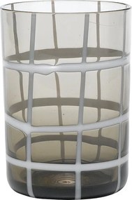 Zafferano Twiddle – zestaw 6 szarych szklanek dmuchanych, 35 cl – ręcznie robione szklanki z białym zdobieniem, można myć w zmywarce