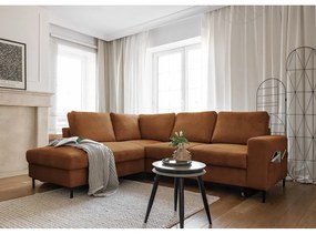 Pomarańczowobrązowy sztruksowy rozkładany narożnik (lewostronny) Lofty Lilly – Miuform