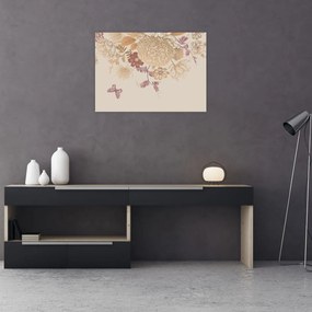 Obraz - Vintage kwiaty i motyle (70x50 cm)