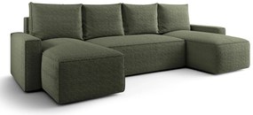 Zielony narożnik U tapicerowany tkaniną boucle D3-C45