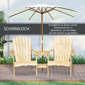 Outsunny 2 krzesła ogrodowe ze stolikiem, drewno jodłowe, kolor naturalny, 178 x 87 x 92 cm