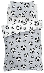 Jasnoszara polarowa pościel dziecięca dwuosobowa 200x200 cm Football – Catherine Lansfield