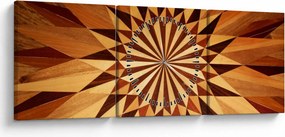 Obraz - Drewniany kolaż (z zegarem) (90x30 cm)