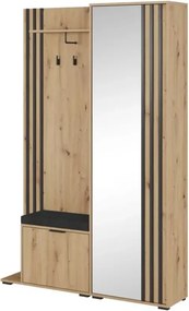 Garderoba z lustrem Belfast 131cm szafa lamele przedpokój siedzisko ławka