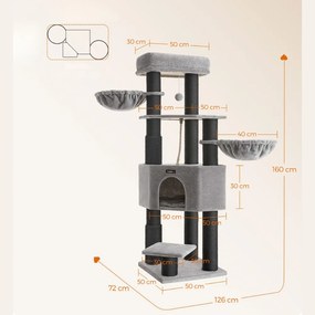 Drapak dla kota ONYX, 50x50x160cm, szary/czarny Feandrea
