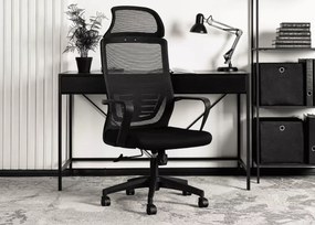 Ergonomiczny fotel biurowy obrotowy Janelle z regulowanym zagłówkiem, podparciem lędźwiowym i mechanizmem multiblock