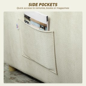 HOMCOM Fotel rozkładany 3 w 1 z funkcją łóżka i poduszką lędźwiową do salonu kremowy | Aosom PL