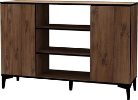 Komoda – 140 cm x 90 cm x 40 cm – Sosna atlantycka i czerń – Płyta wiórowa