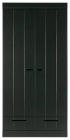 Czarna szafa z konstrukcją z drewna sosnowego WOOOD Connect, szer. 94 cm