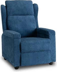 Fotel Rozkładany z Podnóżkiem SPENCER Granatowy Sztruksowy Nowoczesny