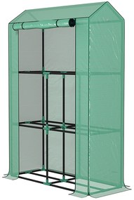 Outsunny Szklarnia z 3-poziomową półką, osłona z tworzywa sztucznego odpornego na UV, rolowane drzwi, 100 x 40 x 150 cm, zielona