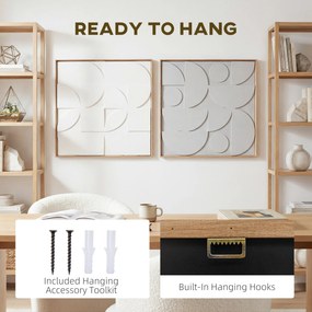 HOMCOM Dekoracja ścienna 3D 2-częściowy zestaw geometryczna dekoracja ścienna nowoczesna do salonu, przedpokoju, 80 x 3,5 x 80 cm, biały | Aosom PL