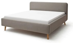 Szarobrązowe tapicerowane łóżko dwuosobowe ze schowkiem i stelażem 180x200 cm Mattis – Meise Möbel