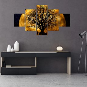 Obraz księżyca i sylwetki (125x70 cm)