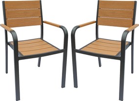 Zestaw 2 aluminiowych, sztaplowanych foteli ogrodowych - Jasny naturalny i antracytowy - NYROS od MYLIA