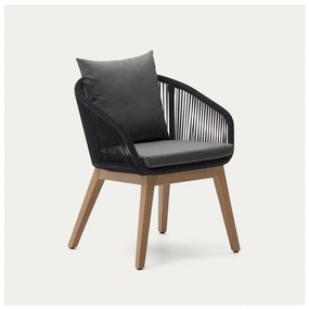 Czarny drewniany fotel ogrodowy Portalo – Kave Home