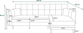 PROMOCJA Rozkładana narożna sofa dwustronna do L SILVIANO 230x140 cm, szara II. jakość