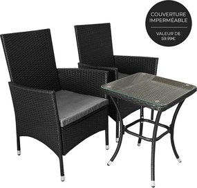 Zestaw bistro JardÃ Rattan w kolorze czarnym