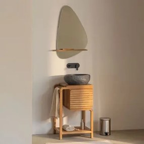 Zestaw Mebli Łazienkowych Bradley Z Drewna Tekowego Nieregularna Z Czarnego Cementu ↔︎40 Cm Fedro - Sklum