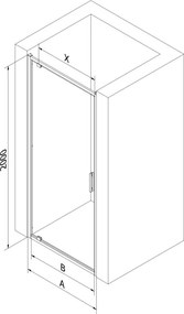 Mexen Exo drzwi prysznicowe uchylne 70 cm, transparent, czarne - 8181-070-000-70-00