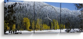 Obraz - ośnieżone góry zimą (z zegarem) (90x30 cm)