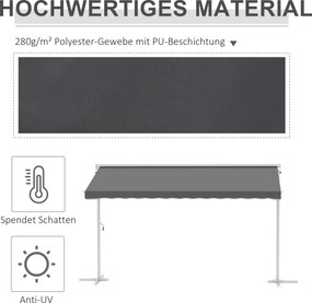 Outsunny markiza stojąca ogrodowa ze składanym ramieniem taras szara 3 x 3 m