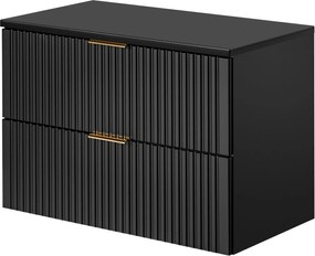 Szafka wisząca podumywalkowa czarna  mat 80 x 46 cm ASTROS Black z blatem