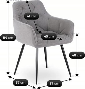 Krzesło Tapicerowane do Salonu MODESTO Szare Nowoczesne Loft