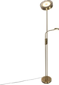 Lampa stojąca brązowa z LED i ściemniaczem z lampką do czytania - Kelso