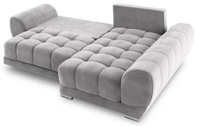 Jasnoszary rozkładany narożnik z aksamitnym obiciem Windsor &amp; Co Sofas Nuage, prawostronny