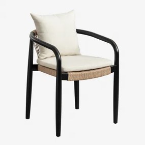 Zestaw 4 Krzeseł Do Jadalni Z Podłokietnikami Z Akacji Giulia Nizina Czarna - Sklum