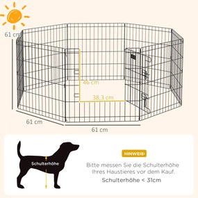 PawHut Zagroda dla Zwierząt, Kojec dla Szczeniąt i Małych Psów, z Drzwiami, Do Użytku Wewnątrz i Na Zewnątrz, 61 cm, Czarna | Aosom PL