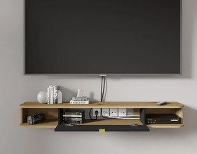 Wisząca szafka rtv dąb artisan + czarny - Calmero