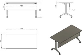 Biurko pracownicze z panelem maskującym Yumi S 150x70 cm beżowy/biały