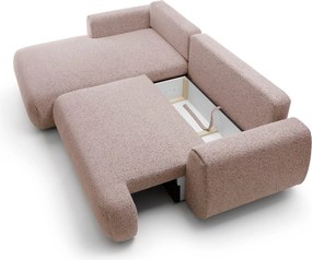 Masseno Narożnik ZEST z funkcją spania i pojemnikiem na pościel Narozniki L, Rozkładana sofa - Różowy, PUENTE 68