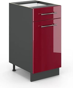 Szafka dolna do kuchni bordowa czerwień wysoki połysk 40x51.6x82 fame-line
