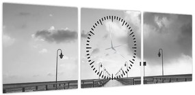Obraz - Promenada nad wybrzeżem (z zegarem) (90x30 cm)